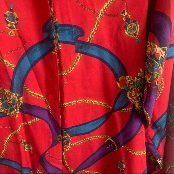 Country Shop Vintage Rayon Wool Blend Equestrian Printed Button Down Shi… - Picture 2 of 9